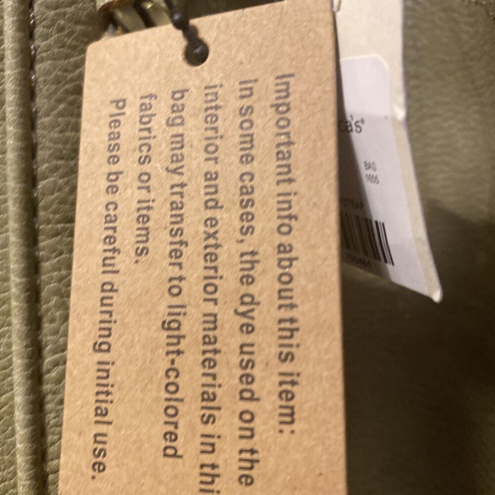 NWT Olive Green Tote Bag from FRANCESCAS Chocolate Brown Lining Double Handled - Picture 3 of 9
